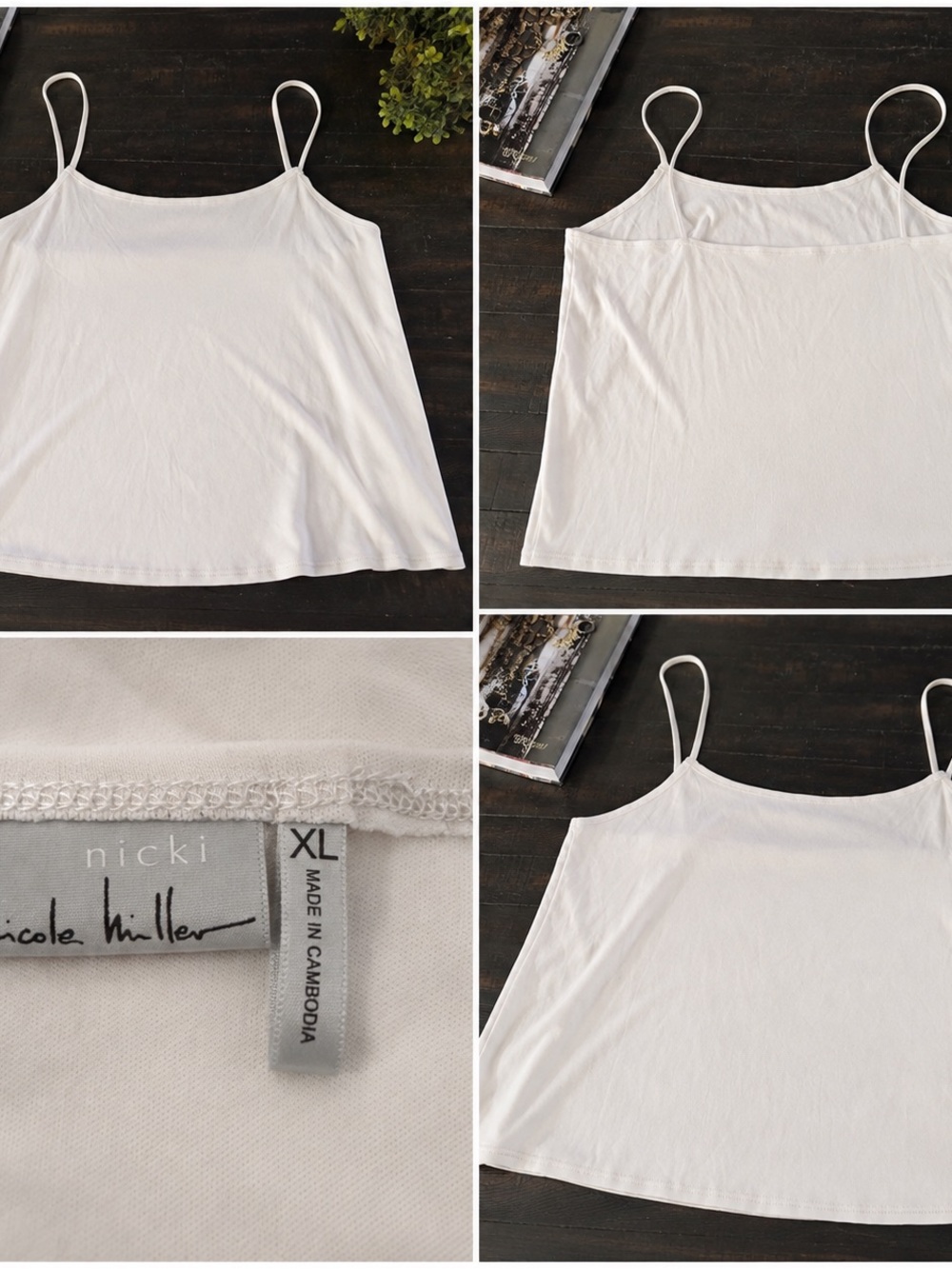 Nicole Miller White Spaghetti Strap Cami Top